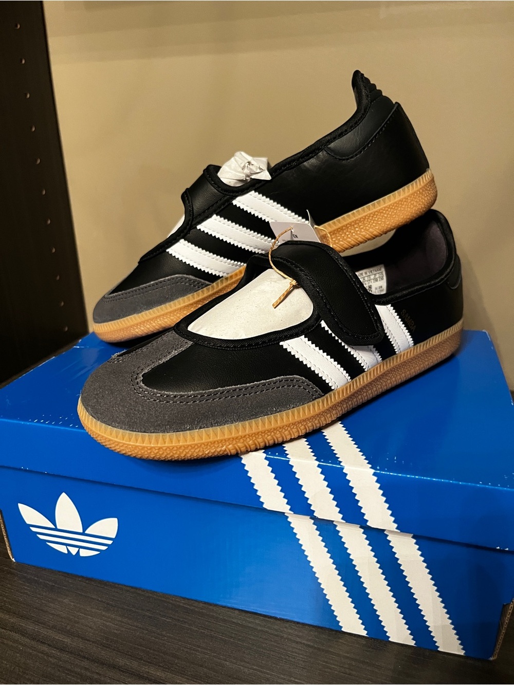 Adidas Women’s Samba Jane Velcro Shoes in Black/White/Gum - Picture 2 of 3